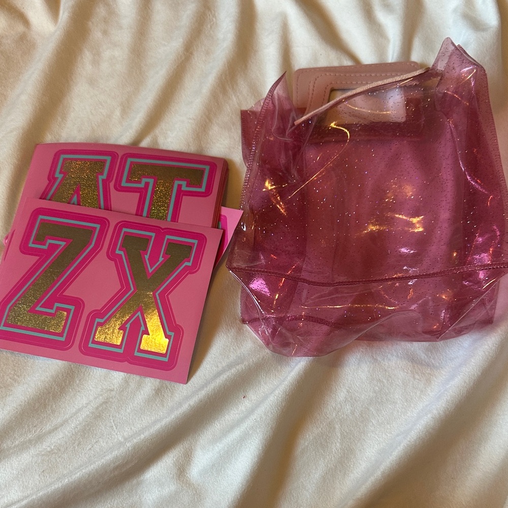 Pink Glitter Kids Backpack with Alphabet Patches
